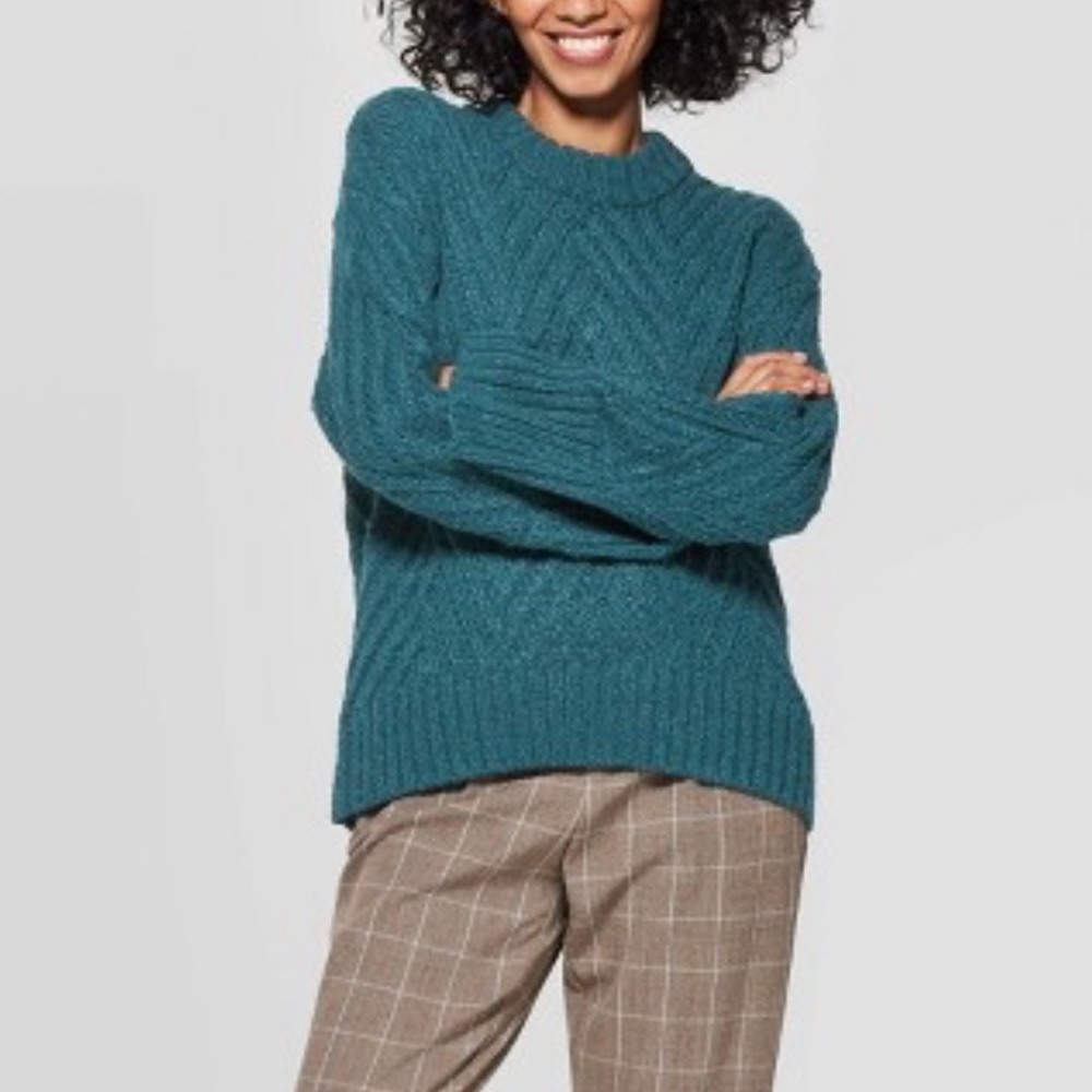 Crewneck Chevron Stitch Pullover Sweater A New Day